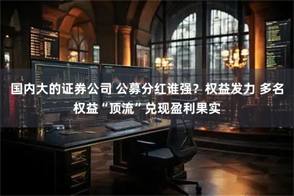 国内大的证券公司 公募分红谁强？权益发力 多名权益“顶流”兑现盈利果实